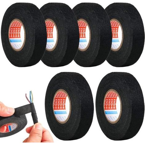 Ruban isolant noir pour câbles, ruban pour faisceaux de câbles électriques automobiles 19 mm x 15 m, ruban résistant à la chaleur, ruban isolant électrique (1/4)