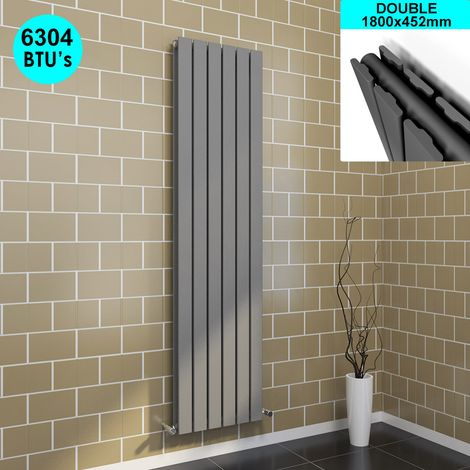 ELEGANT 1800 x 452 mm Designer Vertical Column Radiator Anthracite Double Flat Panel