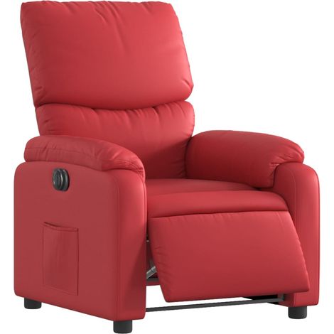 Poltrona relax TV con comodissima funzione reclinabile elettrica in PVC rosso DEC028556