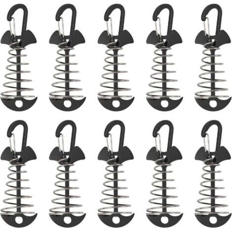 Piquets d'ancrage de terrasse, 10 pièces en alliage d'aluminium coupe-vent avec boucle à ressort, ancre portable pour le camping en plein air (1/4)