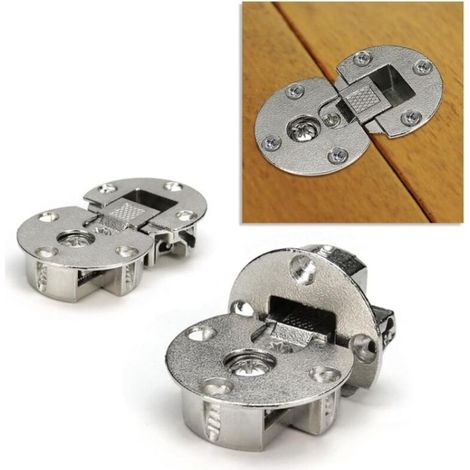 1 Pair Recessed Flap Hinge Adjustable Concealed Flat Hinges Downward Rotating Cabinet Door Hinges (Requires Trench for Installation - Open Angle: 9） (1/5)