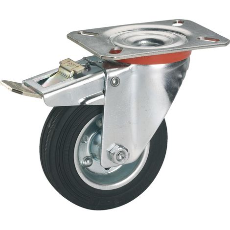 Lenkrolle mit Platte und Totalfeststeller 100 x 30 mm, Tragkr. 70 kg Möbelrollen