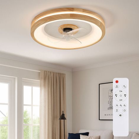 Ventilatore da soffitto con illuminazione telecomando dimmerabile plafoniera camera da letto lampada in legno, avanti/indietro, 3 velocità, timer dimmerabile, 30W 2250lm bianco caldo/bianco freddo, Dx (1/5)