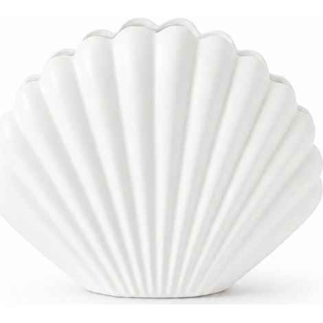 Vaso decorativo a forma di conchiglia, bianco, stile elegante (1/3)