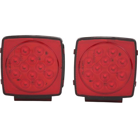 Paire de feux arrière carrés à LED 12 V pour remorque, feux stop haute luminosité, pour camping-cars, bateaux et motoneiges (1/5)