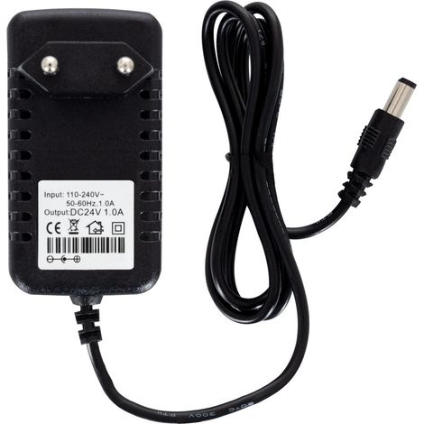 Ledkia – Transformateur 24V DC 24W 1A – Connecteur 5,5mm mâle – Charge permanente jusqu'à 20W – Bloc d'alimentation standard