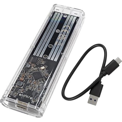Carcasa externa para SSD M.2 NGFF (Nuevo modelo) – Transparente para un diseño elegante – Compatible con SSD SATA (2230/2242/2260/2280) – Conectividad USB 3.1 USB-C con UASP – Alta velocidad de hasta  (1/5)