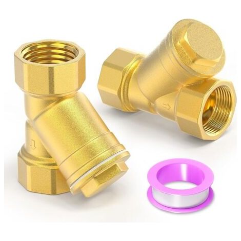 Pair 2 pièces de valve filtrante en laiton avec tamis en Y, valve de raccordement à filetage femelle 3/4\" BSP DN20 pour la séparation eau-huile (1/5)