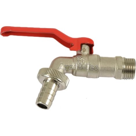 Robinet 1/2" AG avec embout de tuyau 1/2" nickelé (valve d'écoulement pour tuyau de jardin) (1/5)