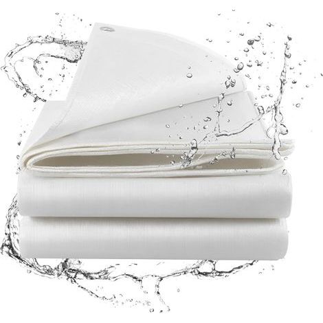 Bâche de Protection imperméable, 100 g, 4.6 x 4.6M Couverture de Protection Polyvalente, résistante à la déchirure et à la décoloration, résistante aux UV, avec Bords renforcés, pour Camping (1/5)