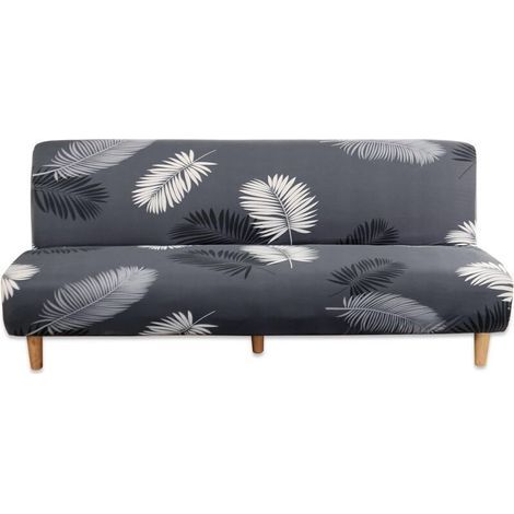 Universel Housse Canapé Extensible sans Accoudoir. 3 Places Couverture de Canapé pour Banquette Clic Clac Pliant sans Accoudoirs. Protection de Canapé Salon. Grey Leaf (1/5)