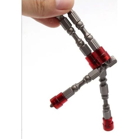 Packung mit 10 roten magnetischen Phillips-Schraubendreherbits, PH265mm lang, elektrische Schraubendreherbits, einfarbig, ein Kopf, mit rotem Magnetring, 10 Stück pro Packung. (1/5)