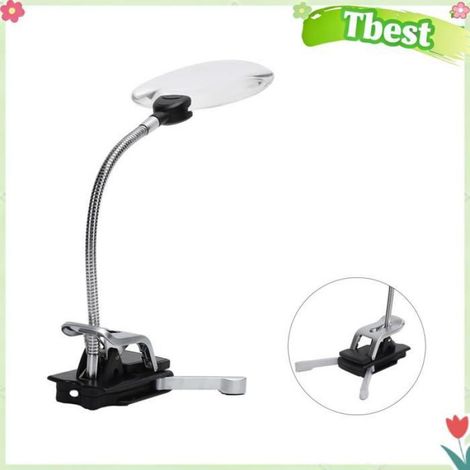 Tbest Loupe avec lumière LED Loupe de Bureau 5X 10X avec Lumière LED Support à Col de Cygne Réglable pour Lire la montres outils (1/4)