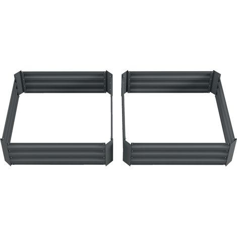 Set mit 2 Hochbeeten 100x100x30 cm - Dunkelgraue Wellblechwanne