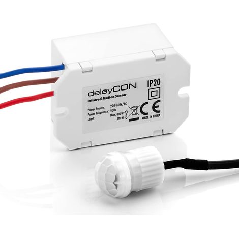 Mini detector de movimiento infrarrojo para interiores, alcance de 6 m, diseño compacto, casi invisible, IP44, montaje empotrado, color blanco. (1/4)