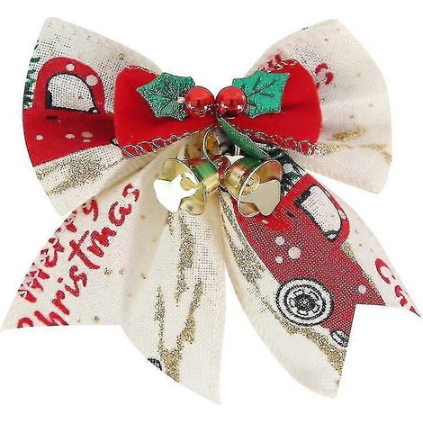 8 pièces nœuds de Noël, nœuds pour sapin de Noël, décorations nœuds de Noël pour emballage cadeau (blanc) (1/5)