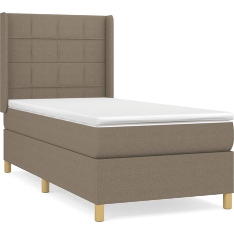 Maison Exclusive - Cama box spring con colchón tela gris taupe 10