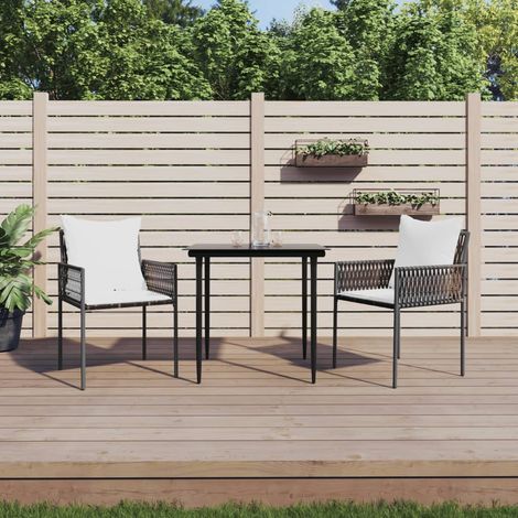 Ensemble Table et Chaise de Jardin Contemporain Ensemble à manger de jardin 3 pcs coussins résine tressée acier 37816 (1/5)