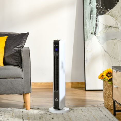 Chauffage électrique soufflant oscillant 1100/2200 W, céramique PTC, télécommande incluse, minuterie 8h, 21 x 21 x 73 cm (1/5)