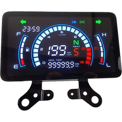 Tableau de bord numérique avec compteur de vitesse, compatible avec les instruments de moto.
