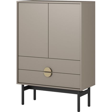 Selsey Stoon II - Aparador alto con 2 puertas y 2 cajones - 85 cm - gris piedra (1/5)