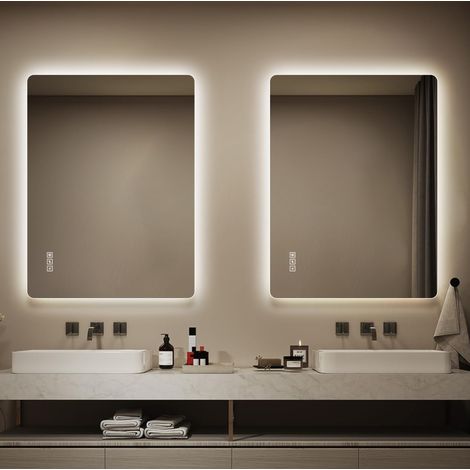 Miroir salle de bain LED 60x80 anti-buée OKMYHOME (1/5)