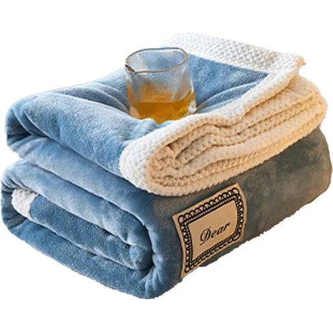 Couverture polaire sherpa , bleu sarcelle, douce et moelleuse, 152 x 203 cm (60 x 80 pouces) (1/5)