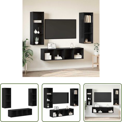 Rangement salon - Ensemble meuble TV 3 pcs Chêne noir Bois d'ingénierie (1/5)