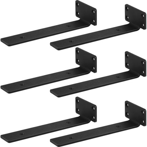 6pcs Equerre Etagere Murale Noire Métal Equerre Charge Lourde, Capacité de Charge 68 kg équerre étagère Invisible, Equerre Murale avec Vis Equerre Etagere