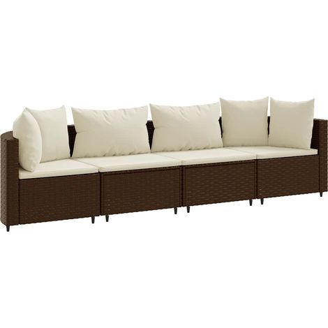 Maison Exclusive - Set Divano da Giardino 4 pz con Cuscini Marrone in Polyrattan