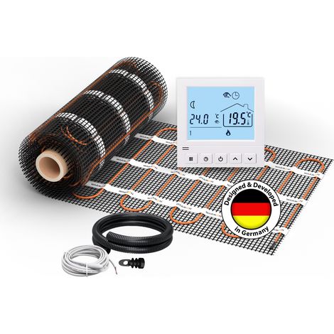 Natte chauffage au sol électrique CLASSIC LIGHT 100 W/m² avec Thermostat digital TS50 blanc - 10 m²