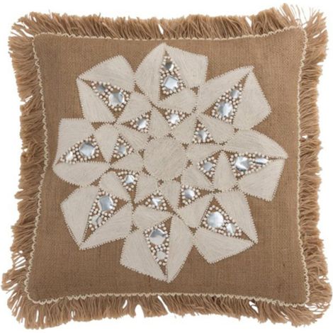 Coussin Déco "Fleur Abstraite" 47x49cm Naturel (1/3)