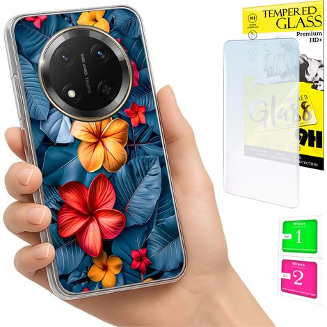Schutzhülle für Honor Magic7 Lite: Fotohülle mit Blumenmuster auf der Rückseite + Glas (1/5)