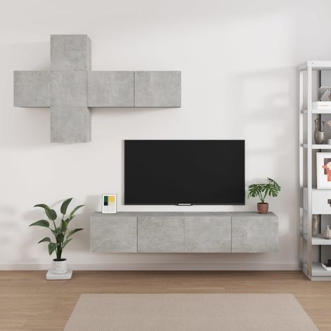 7 Piece TV Cabinet Set Concrete Grey Engineered Wood vidaXL (1/5)