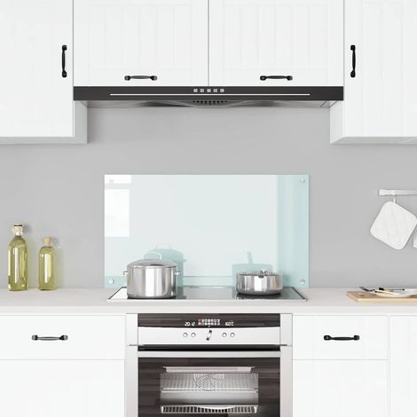 Dosseret de cuisine en verre trempé 90 x 50 cm – Crédence murale décorative couleur laiteuse, épaisseur 6 mm, protection anti-éclaboussures et anti-graisse, facile à nettoyer, kit de fixation inclus (1/5)