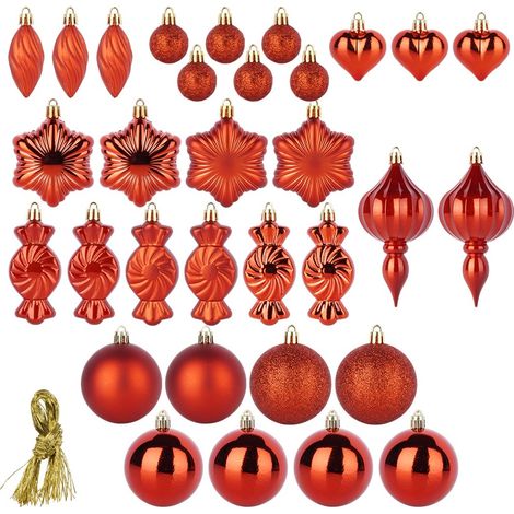 32 bruchsichere rote Weihnachtskugeln (Weihnachtsbaumkugel-Set) (1/4)