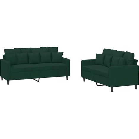Maison Exclusive - Set di Divani 2 pz con Cuscini Verde scuro in Velluto
