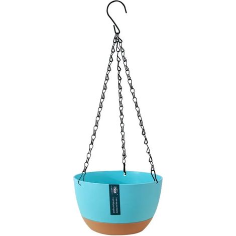 (Bleu-S) Panier suspendu épais de style nordique, pot de fleurs suspendu avec absorption automatique d'eau, pour plantes d'intérieur et de balcon. (1/4)