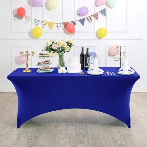 Housse Extensible for Table de conférence, Mariage, hôtel, Anniversaire,Mariage, Cocktail, Banquet, Festival(Bleu,6FT 183x76x76cm) (1/4)