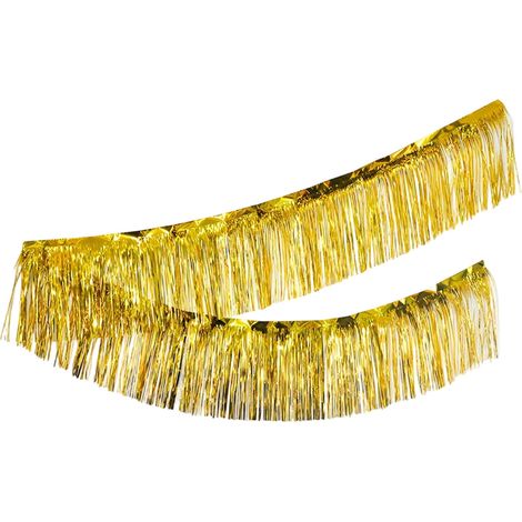 Guirlande En Lanières Métalliques - Décoration Murale Brillante Jaune - Pour Fêtes, Mariages, Noël, Pâques, Anniversaires - Lot de 1 (1/5)