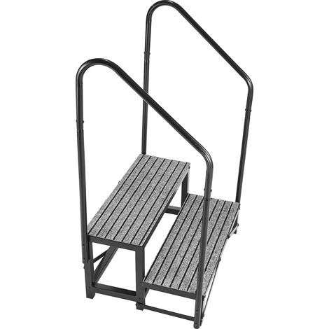 Mophorn Wohnmobil-Treppe mit 2 Handläufen (2 Stufen), stabile Treppe mit 300 kg Tragfähigkeit, Außentreppe mit rutschfester Oberfläche für Camper, Mobilheime, Veranden, Pools und Spas (1/5)