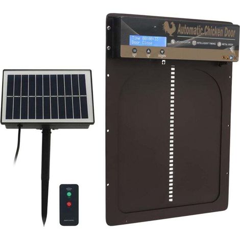 Automatic Chicken Coop Door with Timer, Light Sensing 3 in 1 Solar Remote Control Light Sensitive Automatic Chicken Door Opener Automatic Door (1/4)
