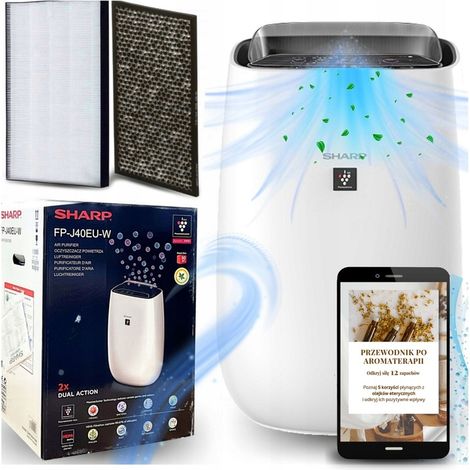 Der SHARP FP-J40EUW Luftreiniger mit Ionisation entfernt Krankheitserreger und verfügt über einen 2-in-1-HEPA-Filter.
