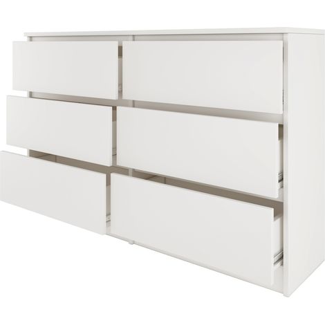 Hucoco – Commode enfant 6 tiroirs 120x77x30cm – Structure en panneaux mélaminés – Glissières silencieuses – Résistante aux rayures et humidité