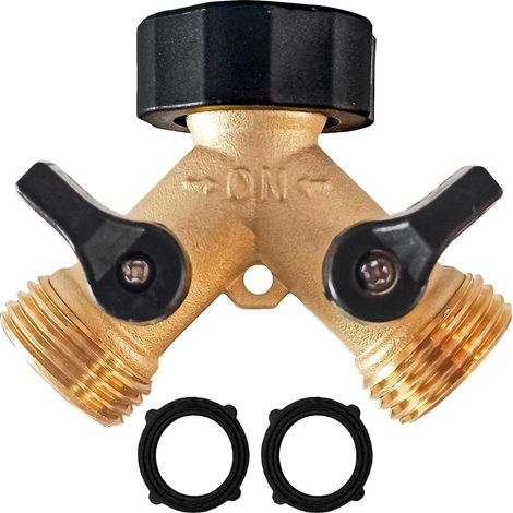 Distributeur de tuyau d'arrosage en laiton, raccord 2 voies 3/4", distributeur de robinet