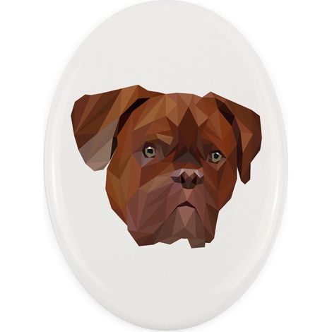 Perro de Burdeos, Dogo de Burdeos, Mastín francés: placa con foto e inscripción geométrica de Art-Dog (1/4)