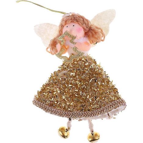 Adorable pendentif ange doré en tissu, décoration pour sapin de Noël (sapin de Noël) (1/3)