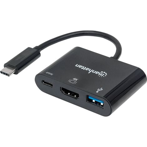 Manhattan Adattatore USB-C M a USB A, USB-C e HDMI Nero (1/5)