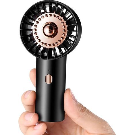 Ventilateur portable ultra léger, mini ventilateur à main avec 3 vitesses, vent puissant et silencieux, ventilateur poche USB rechargeable avec charge rapide, petit ventilateur idéal pour voyage, bure (1/5)