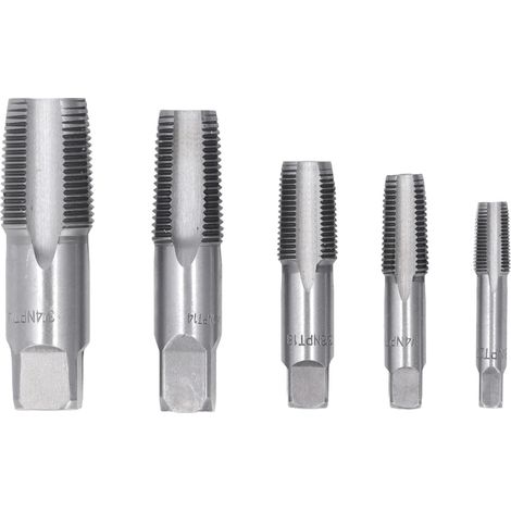 Ensemble de Robinets Tuyauterie NPT 5 Pièces, Plomberie à Filetage en Acier au Carbone avec étui Rangement, Comprend des Tailles 3/4 1/2 3/8 1/4 /8 Pouces - (1/5)